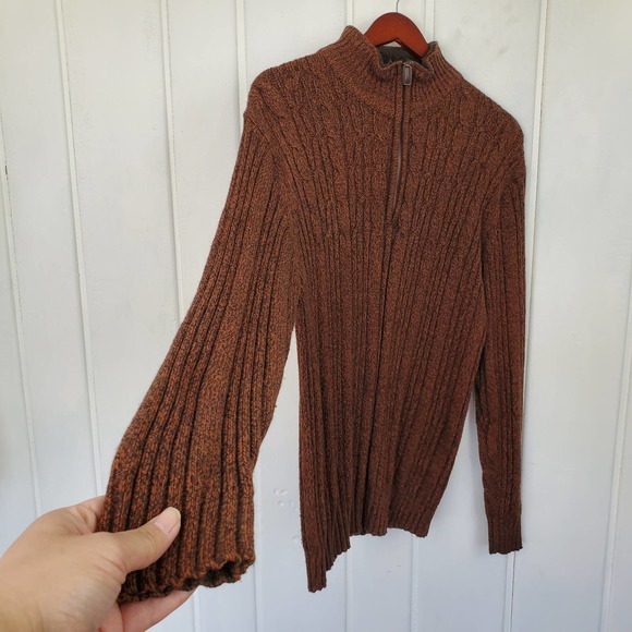 Oscar De La Renta Men's Large Cable Knit Sherpa 1/4 Zip Pullover Sweater - Picture 3 of 10